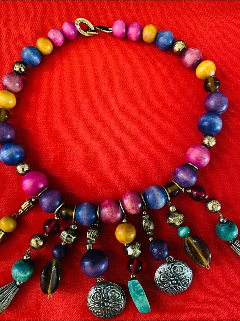 Vintage 80’s Multicolored Multimedia 20 Inch Necklace